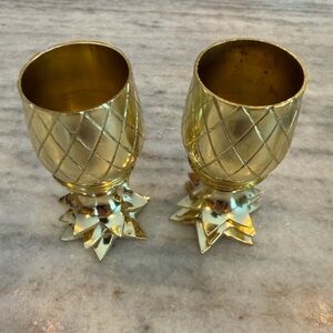 W&P Design Brass Pineapple Shot Glasses - Set of 2